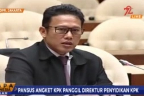 Direktur Penyidikan KPK, Brigjen Pol. Aris Budiman, memenuhi undangan Pansus Hak Angket KPK DPR, Selasa, 29 Agustus 2017. (kompas.tv).