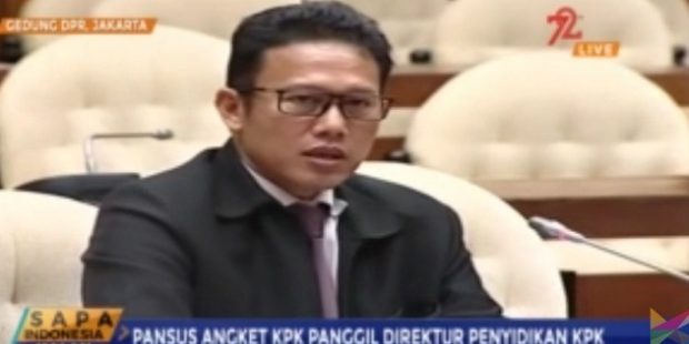Direktur Penyidikan KPK, Brigjen Pol. Aris Budiman, memenuhi undangan Pansus Hak Angket KPK DPR, Selasa, 29 Agustus 2017. (kompas.tv).