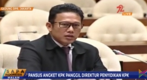Direktur Penyidikan KPK, Brigjen Pol. Aris Budiman, memenuhi undangan Pansus Hak Angket KPK DPR, Selasa, 29 Agustus 2017. (kompas.tv).